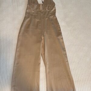 PrettyLittleThing Tan Wide-Leg Jumpsuit